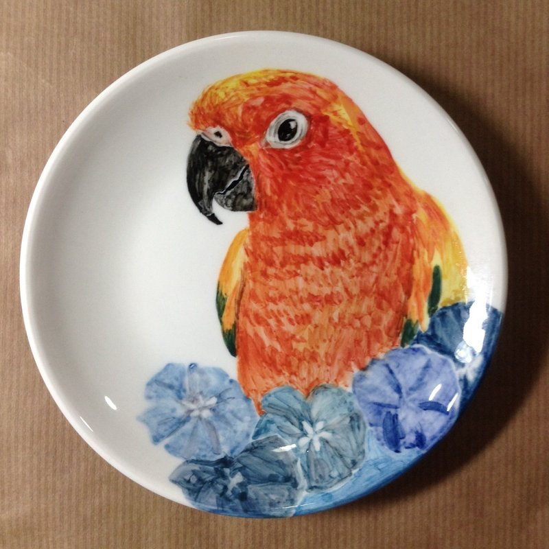 [Customized] 5-inch hand-painted porcelain parrot - Small Plates & Saucers - Other Materials 