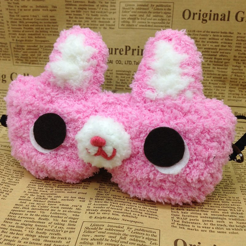 Pink Rabbit-Knitted Wool Eye Mask Shading Eye Mask Sleep Eye Mask Sleep Aid Artifact - เครื่องนอน - วัสดุอื่นๆ สึชมพู