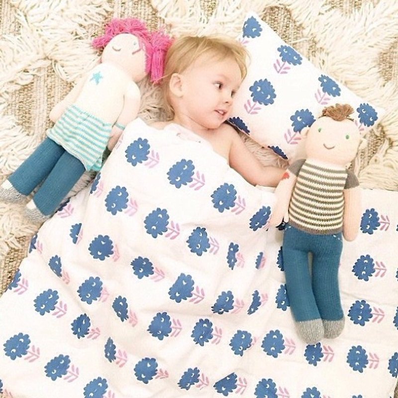 American Blabla Kids Cotton Quilt/Sleeping Pad-Hand-painted Floral Blue Purple - Other - Cotton & Hemp Blue