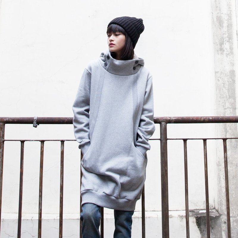 SUMI Traveller bristles _4AF017_ gray hooded jacket travelers - เสื้อผู้หญิง - ผ้าฝ้าย/ผ้าลินิน สีเทา