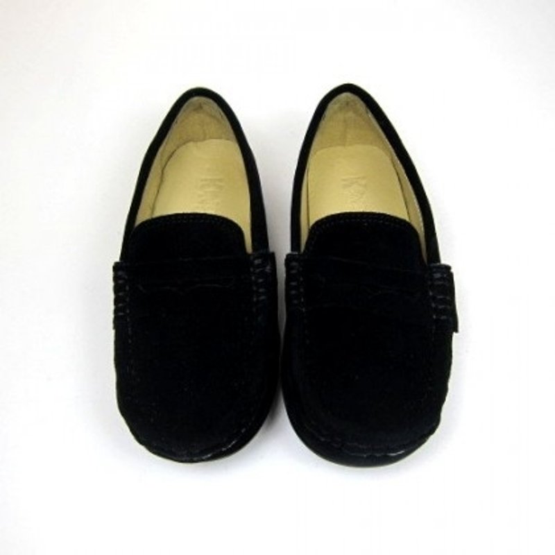Bao Bei Wang leather handmade shoes kids [frosted/rubber sole/black] - รองเท้าเด็ก - หนังแท้ สีดำ