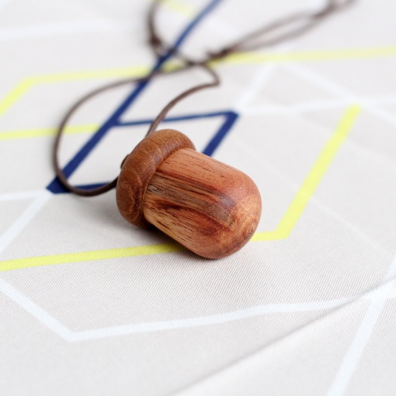 木作果實項鍊(NS019) - ネックレス - 木製 ブラウン