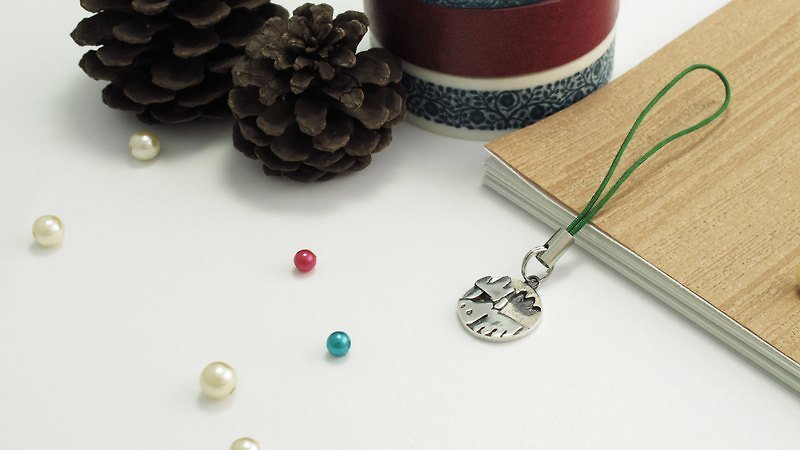 ART64 handmade design silverware ~ happy Christmas night - abstract Christmas - Elk strap / key ring - พวงกุญแจ - เงินแท้ สีเงิน