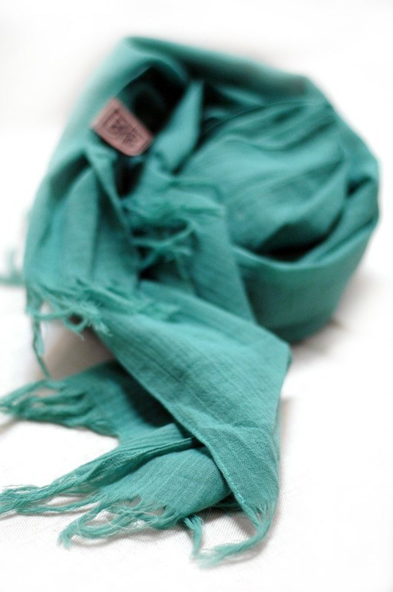 純棉單色圍巾-綠 - 絲巾 - 其他材質 綠色