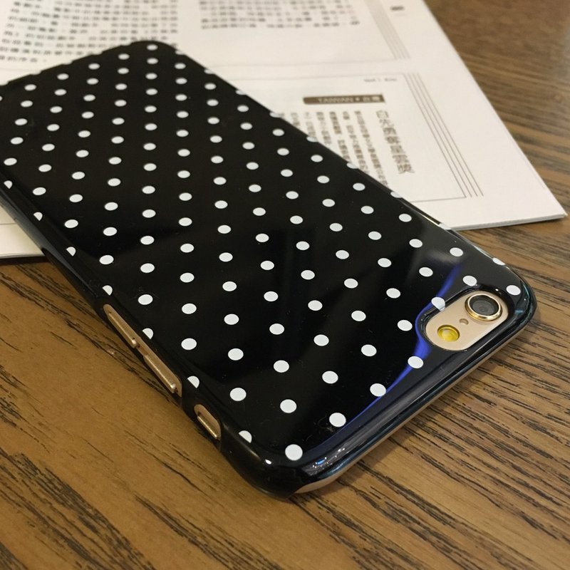 Polka Dots Black Print Hard Case for iPhone & Samsung Galaxy - เคส/ซองมือถือ - พลาสติก สีดำ