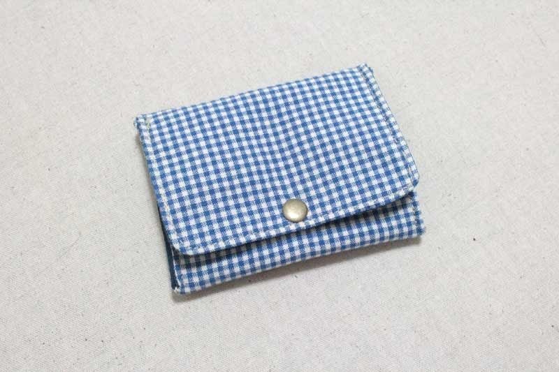 Change packet - light blue small checks - กระเป๋าใส่เหรียญ - วัสดุอื่นๆ สีน้ำเงิน