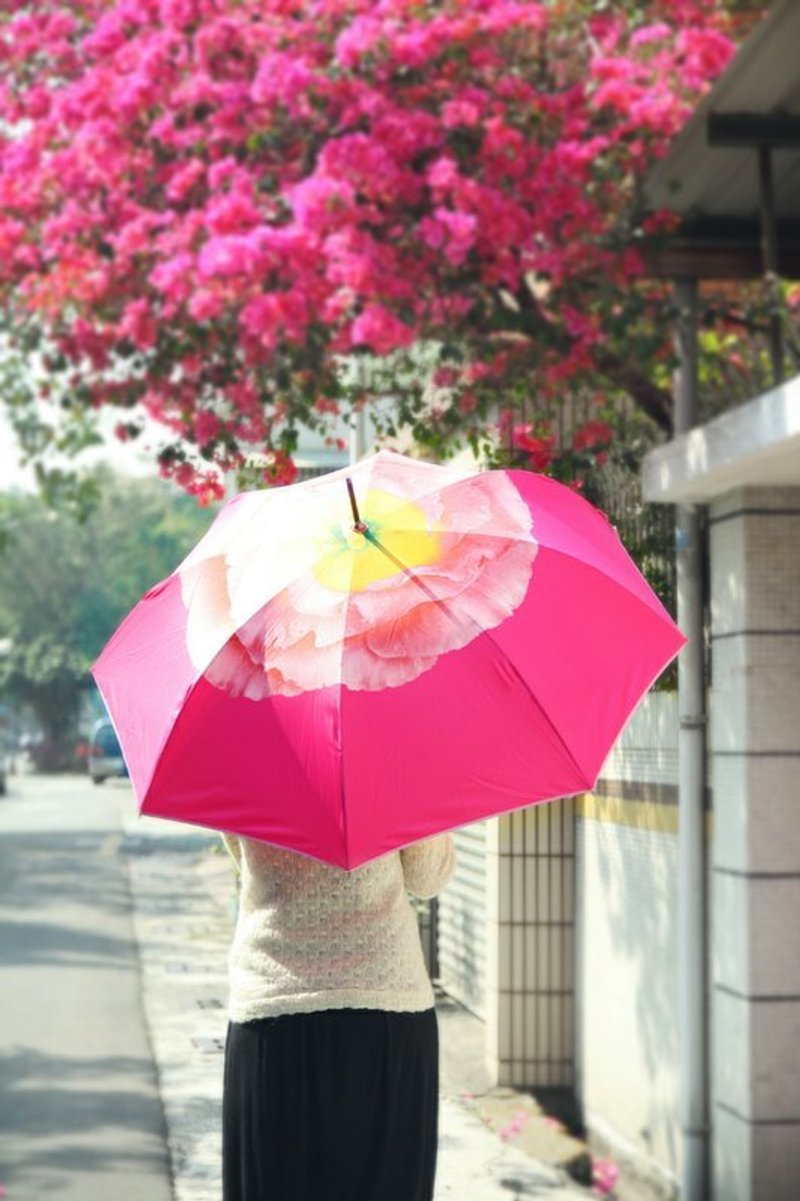 【7折優惠，原價980元】花開好心情設計款直桿陽傘/雨傘， - 其他 - 防水材質 紅色