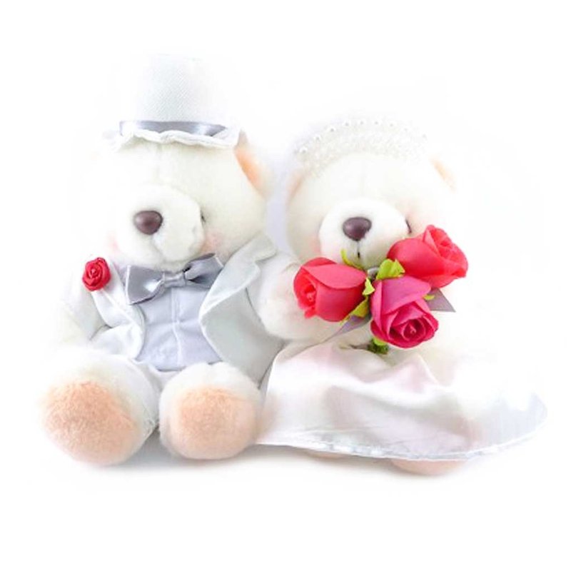 ◤ I told the girls expect to have the same dream wedding | FF 4.5 inch nap Bear Wedding Set - Stuffed Dolls & Figurines - Other Materials White