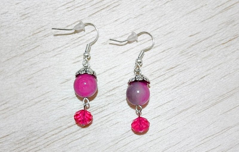 Alloy*Peach*_hook earrings - Earrings & Clip-ons - Other Metals Pink