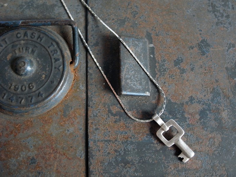 Vintage Tiny Key--D--Sterling Silver--Silver Key--Pendant Necklace - Necklaces - Silver Gray