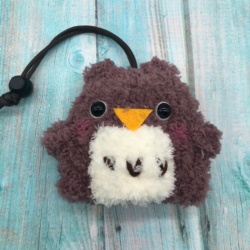 Dark Owl Four Size Knitted Yarn Knitted Key Case Key Storage Key Case - ที่ห้อยกุญแจ - ไฟเบอร์อื่นๆ สีนำ้ตาล