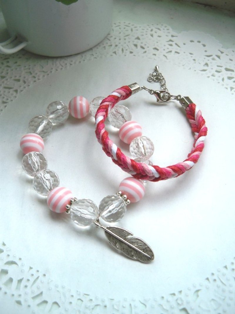 Through the heart candy bracelet - Pink -2 article - Bracelets - Other Materials Pink