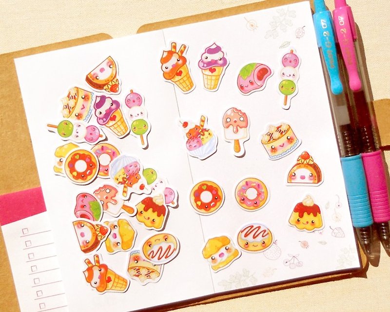 Pastry Stickers - 30 Pieces - Planner Stickers - Stickers for Planner - Stickers - Paper Multicolor