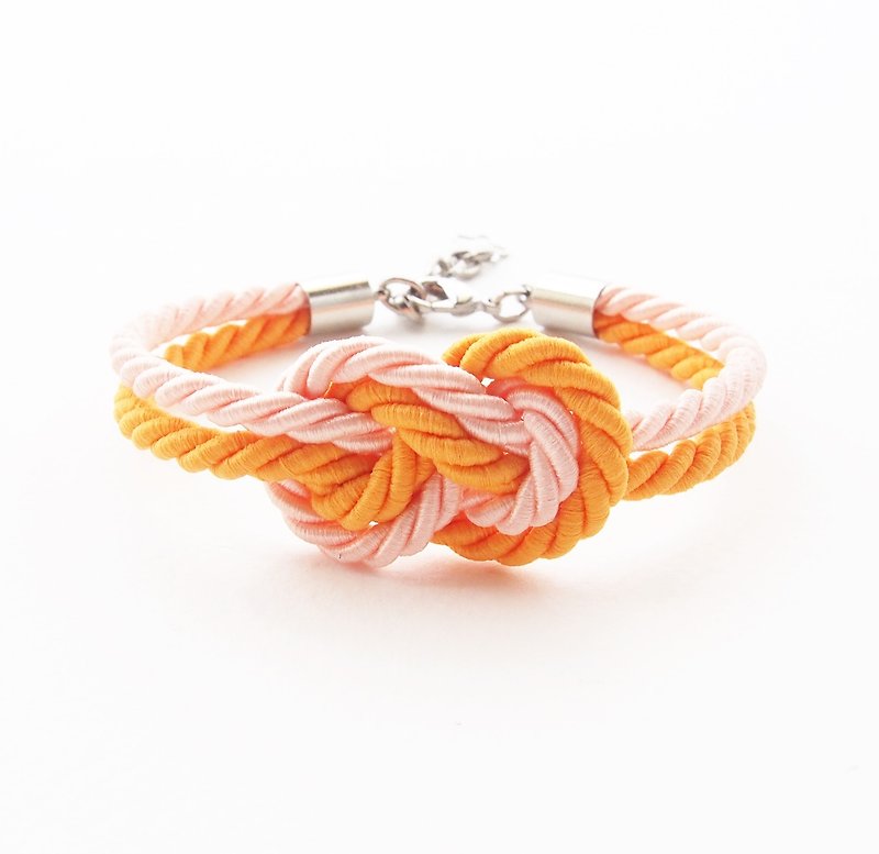 Orange infinity knot rope bracelet - 手鍊/手鐲 - 紙 橘色
