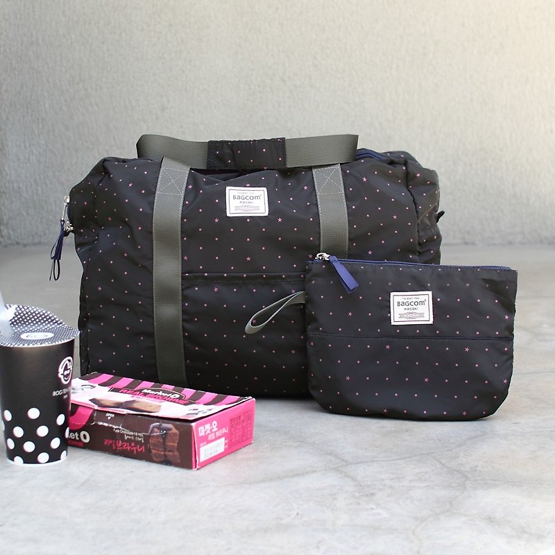 新版~柔星收納旅行袋-黑色_100420 - 手提包/手提袋 - 聚酯纖維 黑色