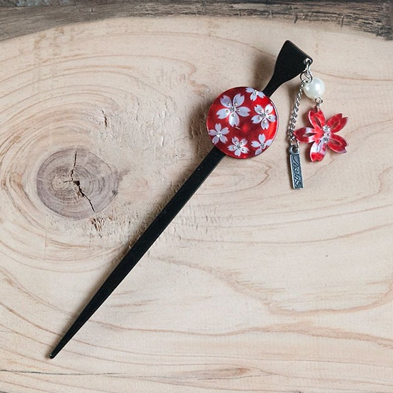 Sakura carve Hairpin-red - Hair Accessories - Acrylic Red