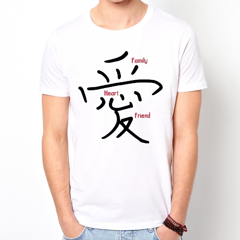 Chinese Symbol For Love short-sleeved T-shirt-2 color meaning of love Wenqing design text Chinese Chinese characters - เสื้อยืดผู้ชาย - วัสดุอื่นๆ หลากหลายสี