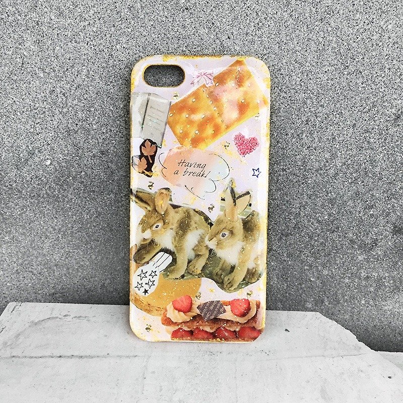 Koko Loves Dessert // funny girl COLLAGE ART iPhone 5 / 5s phone shell collage - rabbit tea party - เคส/ซองมือถือ - พลาสติก 