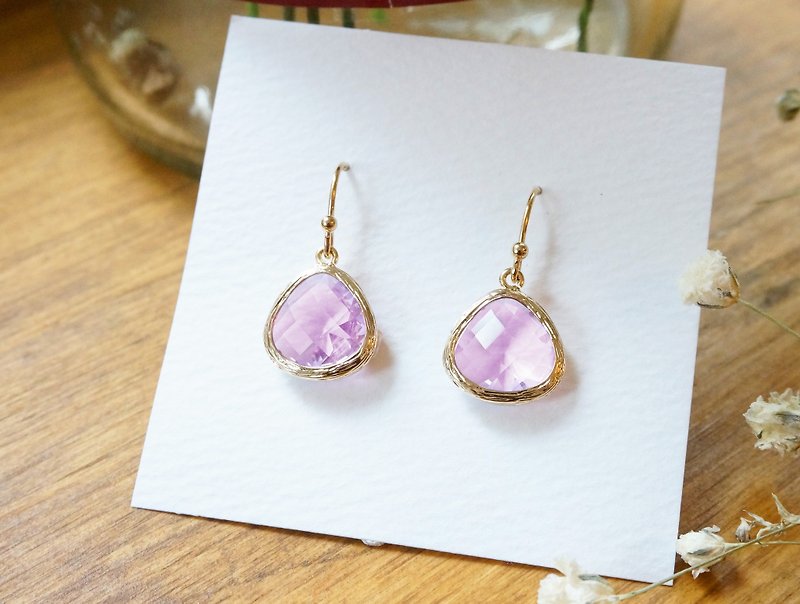Edith & Jaz • Birthstone Collection - Pink Tourmaline Quartz Earrings (Oct) - Earrings & Clip-ons - Gemstone Pink