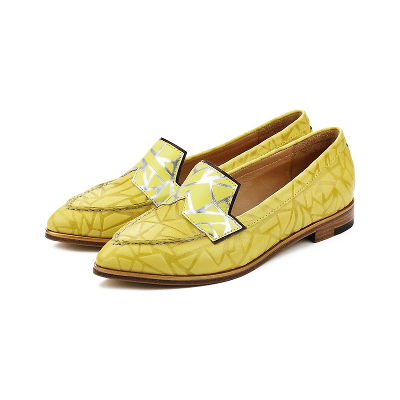Leather loafers Je Suis Moi W1049 Yellow - Women's Oxford Shoes - Genuine Leather Yellow