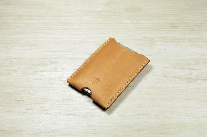 MICO card holder/small wallet (light tea) - กระเป๋าสตางค์ - หนังแท้ สีส้ม