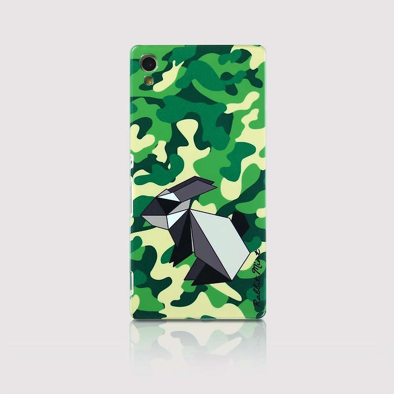 (Rabbit Mint) Mint Rabbit Phone Case - Camouflage Origami Rabbit Series - Sony Z3 + (P00074) - Phone Cases - Plastic Green