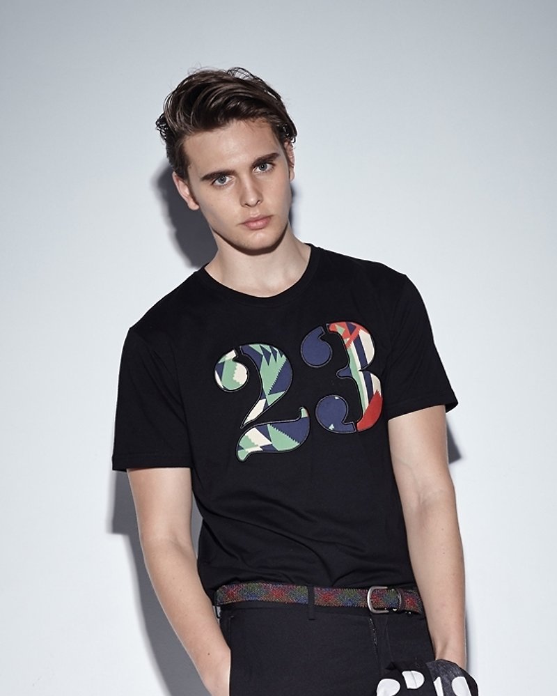 Stone'As T-shirt 23 number With Embroidery / Embroidery Tee - Men's T-Shirts & Tops - Other Materials Black