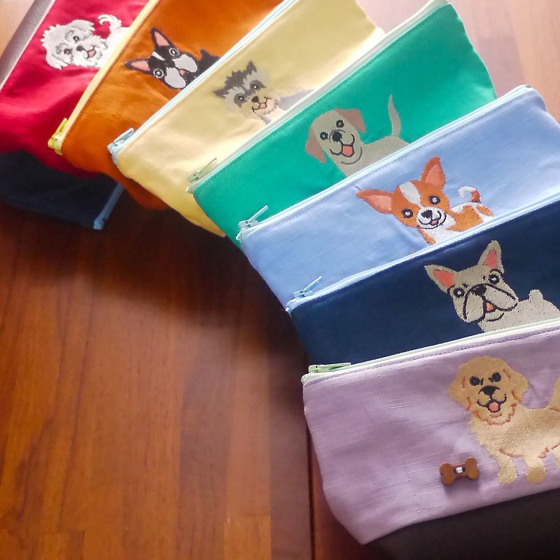 Hairy Children's Dog Embroidery Cosmetic Bags Dog Illustrations Optional Embroidery English Name Remarks - กระเป๋าเครื่องสำอาง - งานปัก หลากหลายสี