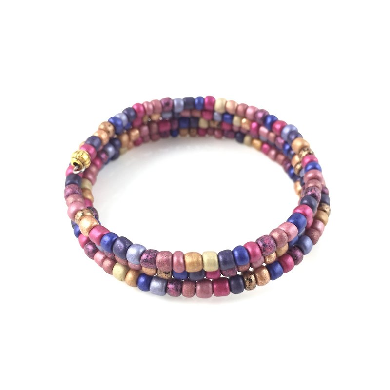 "Ethnic Wind Ring Bracelet-Peach, Purple and Yellow Comprehensive Color System" - สร้อยข้อมือ - วัสดุอื่นๆ หลากหลายสี