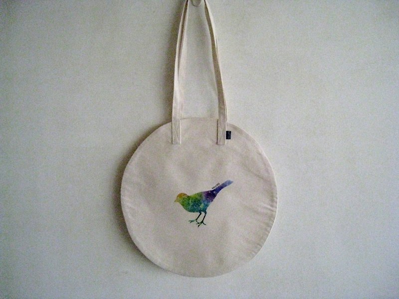 MaryWil圓形小文青環保袋-青鳥 - 側背包/斜孭袋 - 其他材質 白色