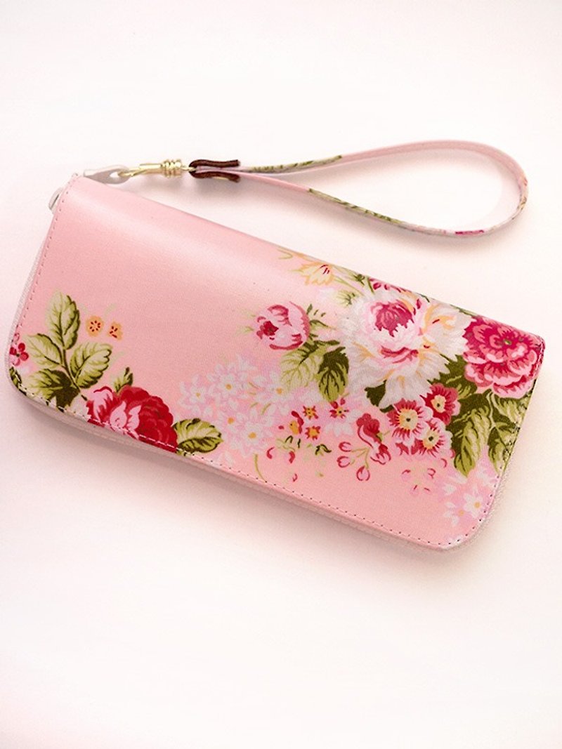 【中国のバレンタインデー】。ピンクのみかんの花の想像。防水ロングクリップ/財布/財布/小銭入れ - 財布 - 防水素材 ピンク