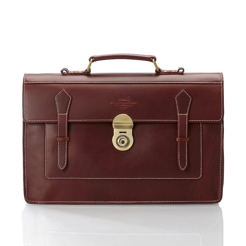 Brown full leather official type bag - กระเป๋าเอกสาร - หนังแท้ สีนำ้ตาล