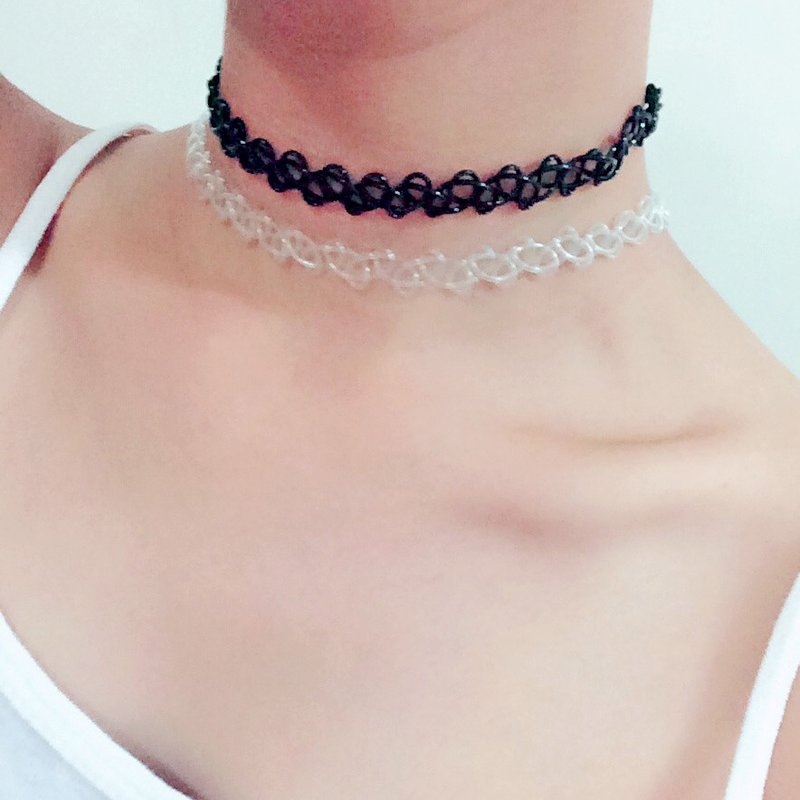 ♡ Tattoo Choker ♡ 黑色頸鍊/透明頸鍊 - 項鍊 - 防水材質 
