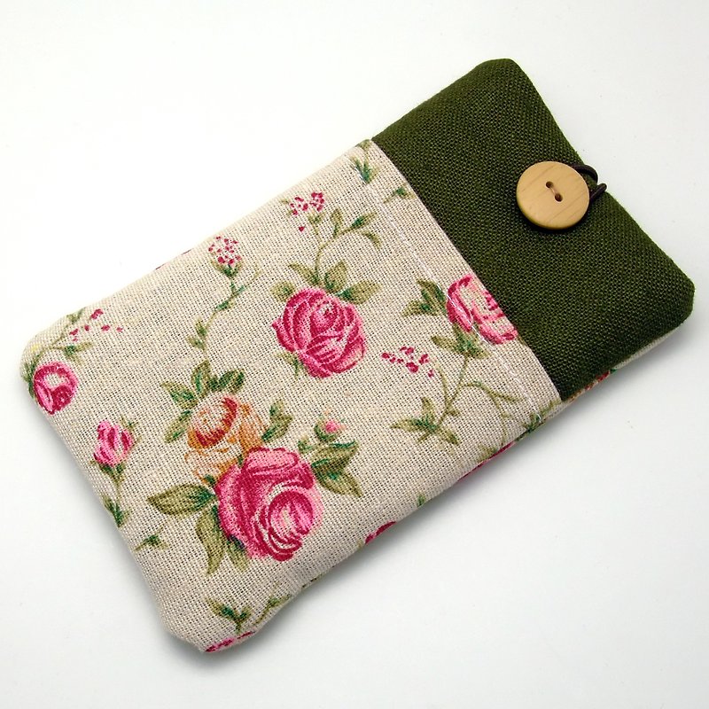 客製化電話包 手機袋 手機保護布套例如 iPhone  - 玫瑰花 (P-63) - 手機殼/手機套 - 棉．麻 紅色