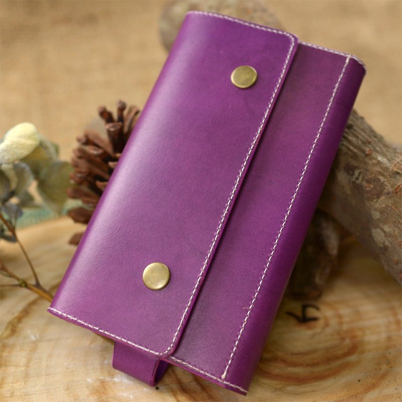 [DOZI leather hand-made] complex formula cell phone pocket, sections of the phone can be custom made, a card is inserted, the zero purse function, leather is dyed production, free to color, like purple Photo - Other - Genuine Leather Purple