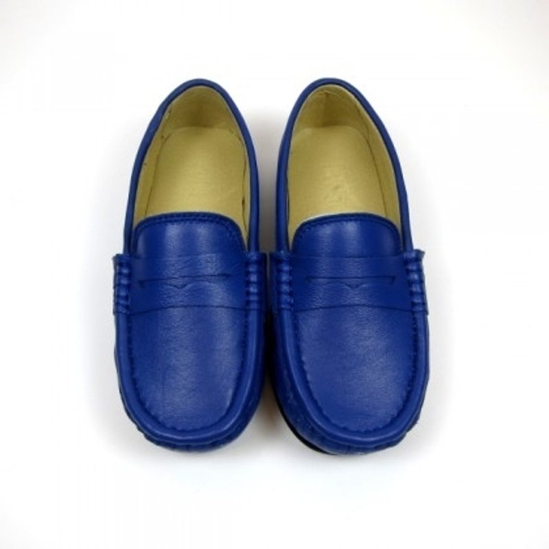 Bao Bei Wang leather handmade shoes kids [sheep/rubber sole/color blue] - รองเท้าเด็ก - หนังแท้ สีน้ำเงิน