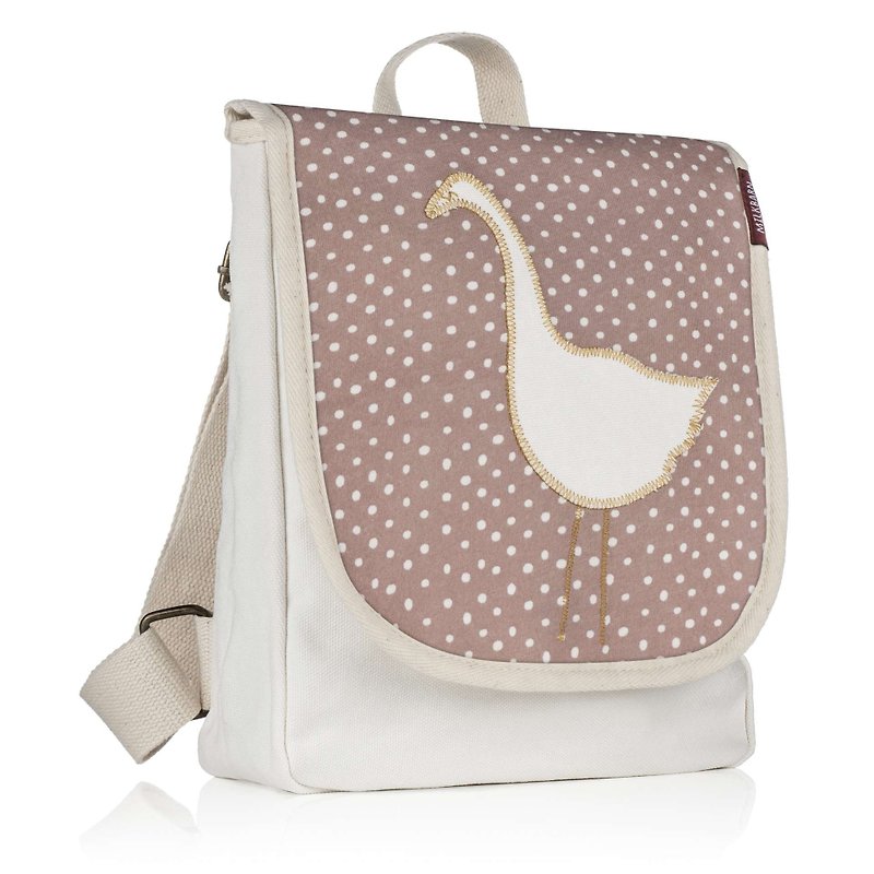 MILKBARN organic cotton canvas children's backpack - rose little goose - กระเป๋าเป้สะพายหลัง - ผ้าฝ้าย/ผ้าลินิน หลากหลายสี