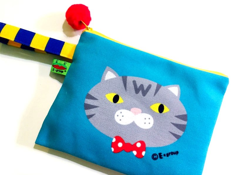 E *グループボックスポータブルパッケージ（CSTOブルーオレンジ）両面デザインユニバーサルポーチバッグハンドバッグ化粧品袋の猫 - ポーチ - その他の素材 多色