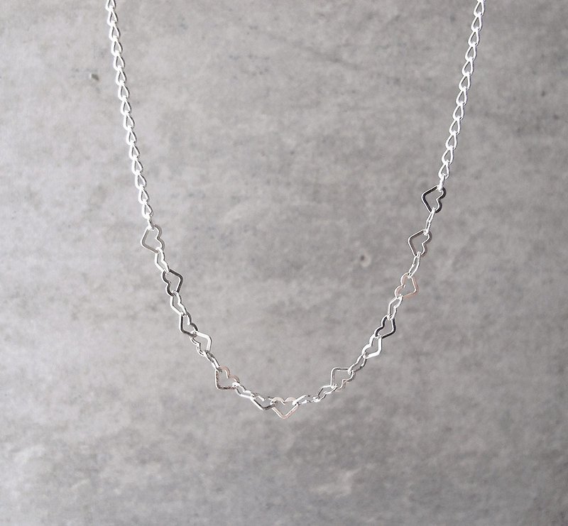Stitch Necklace - Cutout Love Style - 20 Sterling Silver Long Necklace - สร้อยคอยาว - เงินแท้ สีเงิน