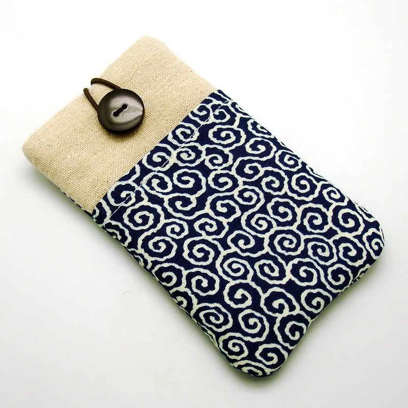 Customized phone bag, mobile phone bag, mobile phone protective cloth cover-Baiyun (P-14) - เคส/ซองมือถือ - ผ้าฝ้าย/ผ้าลินิน สีน้ำเงิน