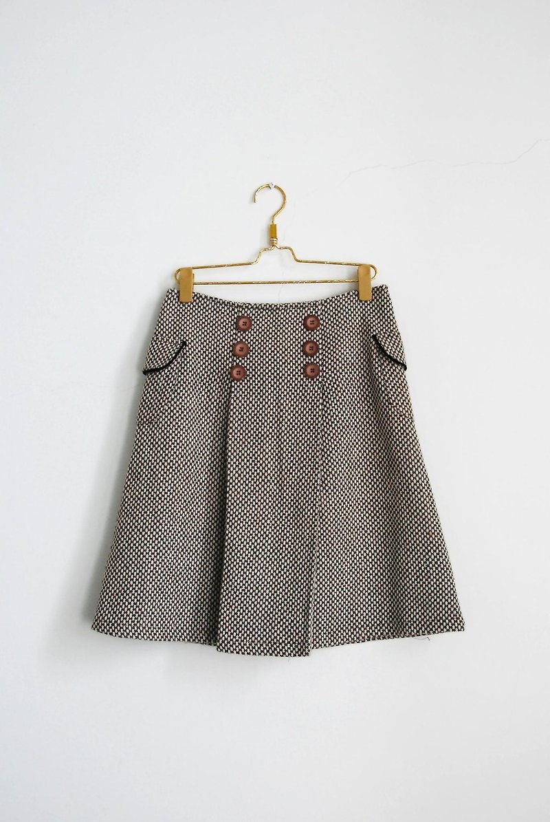 Big buttons vintage wool skirt pocket - กระโปรง - วัสดุอื่นๆ 
