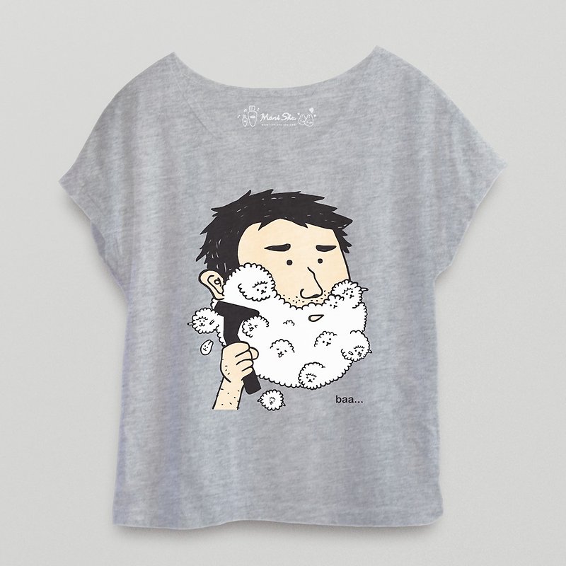 Bubble sheep shave T-shirt - กางเกงขาสั้น - ผ้าฝ้าย/ผ้าลินิน สีเทา