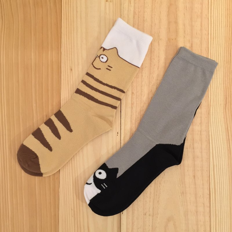 文地貓 Sock Sock地 襪子 - 襪子 - 棉．麻 黑色