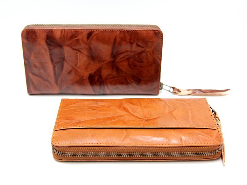 Leather tie dye long zipper bag - Other - Genuine Leather 