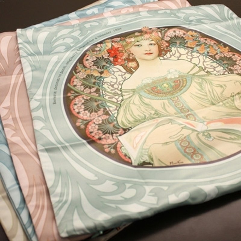 Artist Mucha - Qi Si pillowcase - หมอน - งานปัก หลากหลายสี