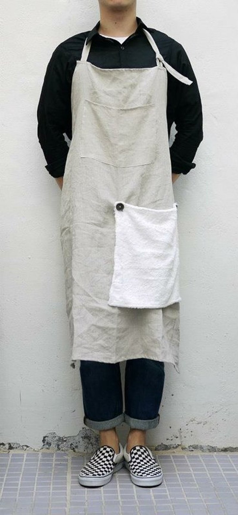 Linen 01 Apron with Tea Towel - ผ้ากันเปื้อน - วัสดุอื่นๆ สีกากี
