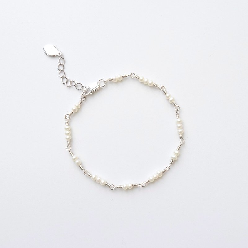 Delicate Ivory White Freshwater Pearl Sterling Silver / 14KGF Dainty  Bracelet - Bracelets - Pearl White