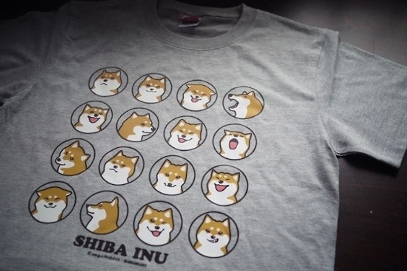 [Barn house] Shiba daily expression gray T-shirt hemp - Unisex Hoodies & T-Shirts - Other Materials Gray