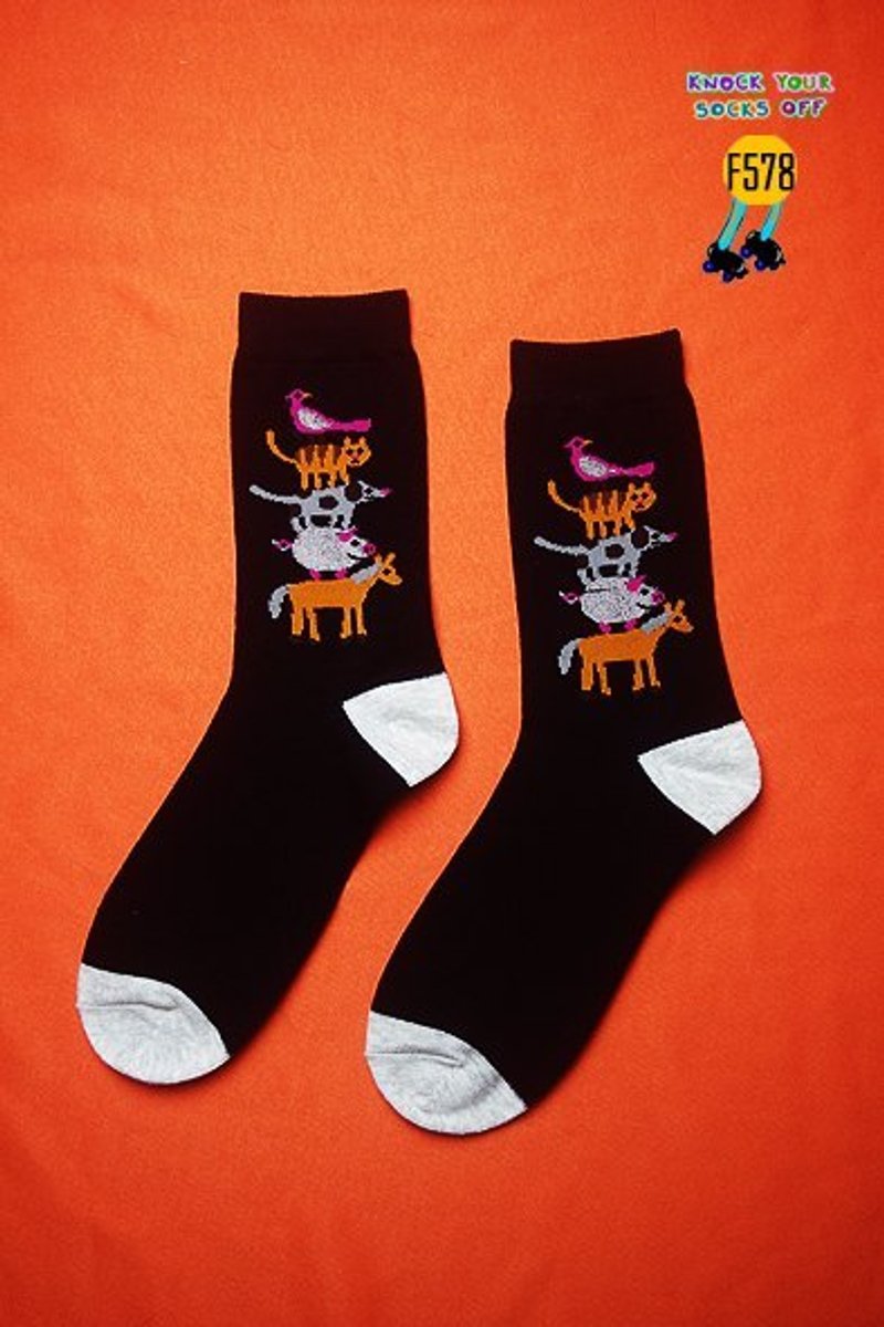 動物疊疊樂襪!!夏漪眺=knock your socks off !! - 襪子 - 其他材質 黑色