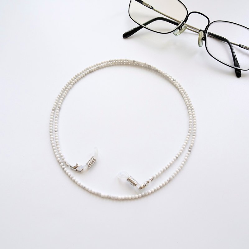 白紋石小圓珠眼鏡鍊 - 給媽媽的母親節禮物 - 項鍊 - 半寶石 白色